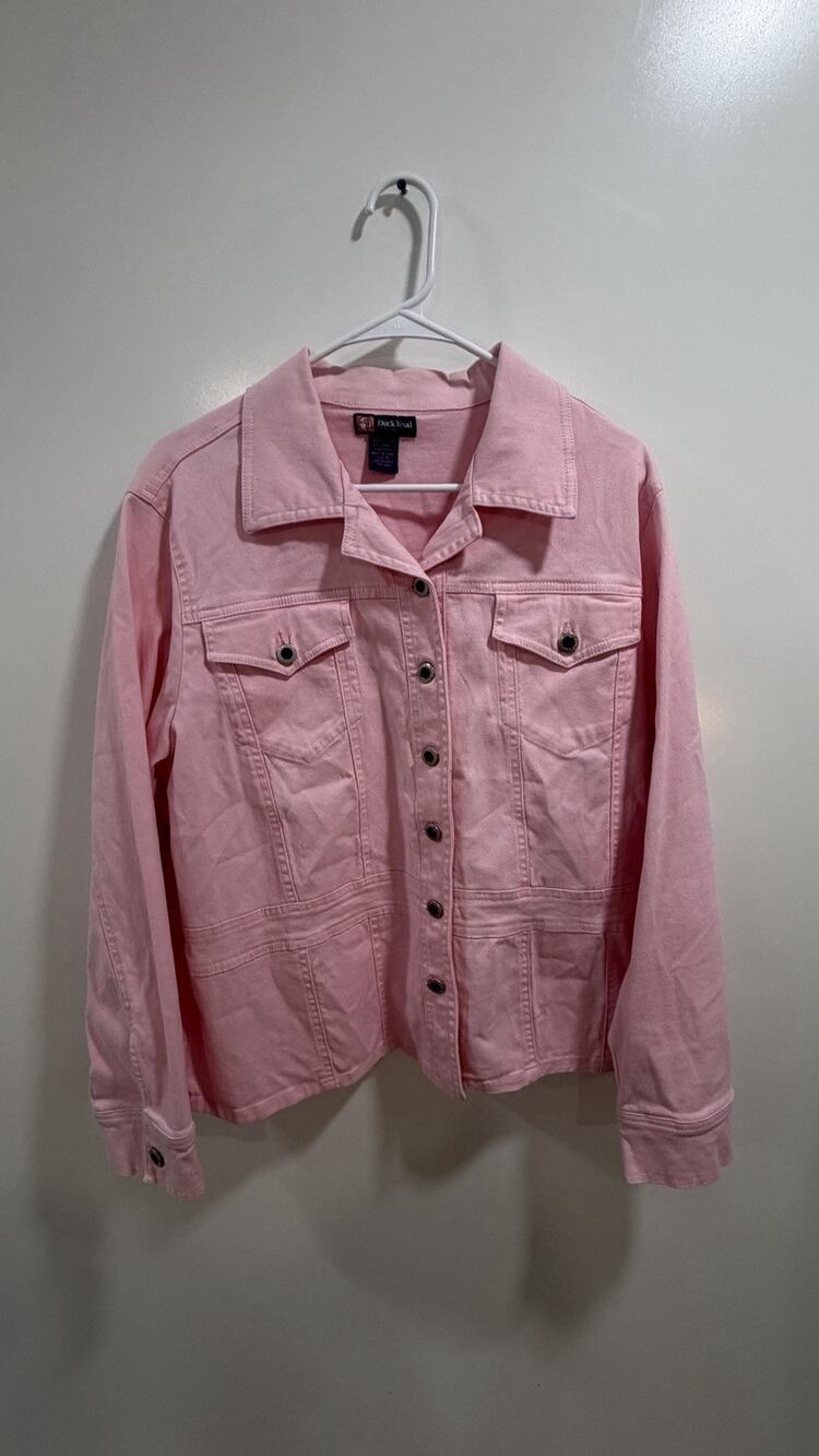 Vintage Duck Head Pink Denim Jacket Size XL Womens